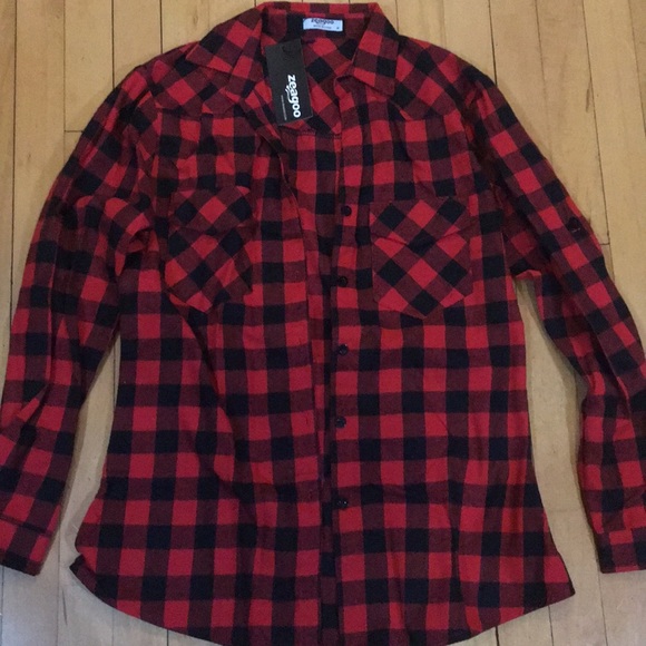 Black and red flannel. Never worn. - Picture 1 of 2